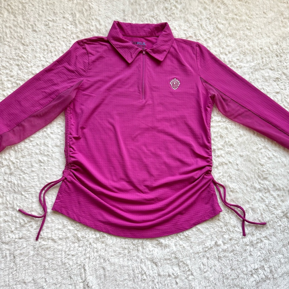 IBKUL 1/4 Zip Adjustable Length Long Sleeve Polo M UPF 50 Tennis Pickleball Golf